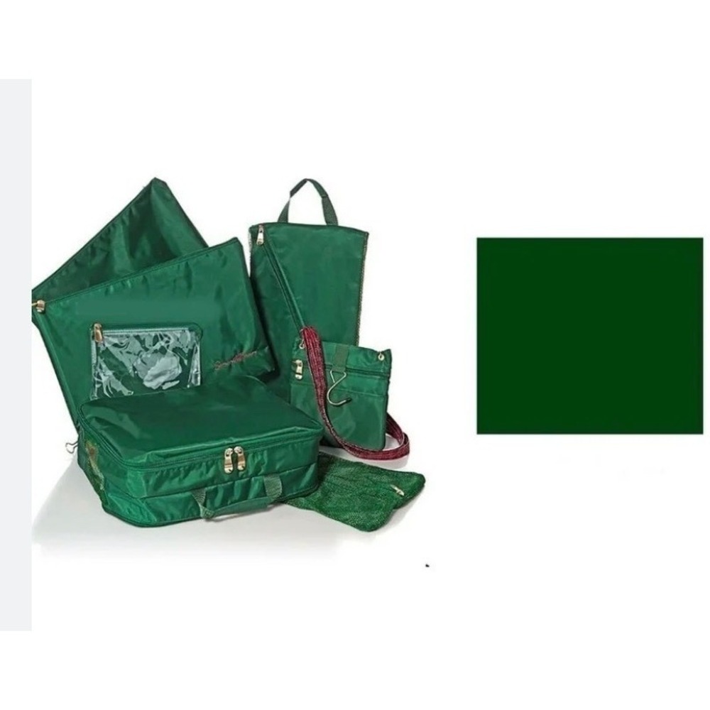SAMANTHA BROWN LUGGAGE - 6 Piece Travel Survival Kit Pouches - GREEN  NEW RARE